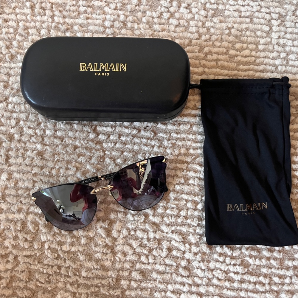 Balmain Black and Silver Sunglasses